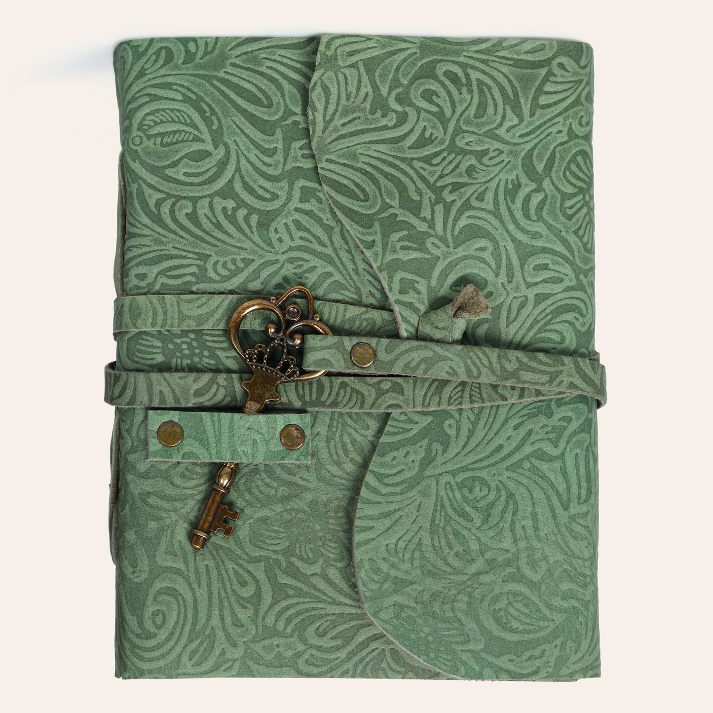 Locked Secrets Forest Green Leather Journal