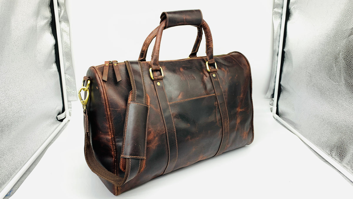 Distressed Leather Duffle Bag, Personalized Handmade Weekender Bag, Carry-On Everything Bag, Durable Travel Bag, Christmas Gift