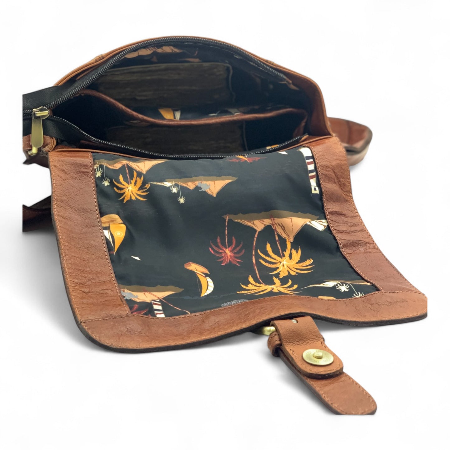 Brown Leather Crossbody Shoulder Bag with Pockets, Organiser Handbag with Adjustable Strap, Gifts for Her