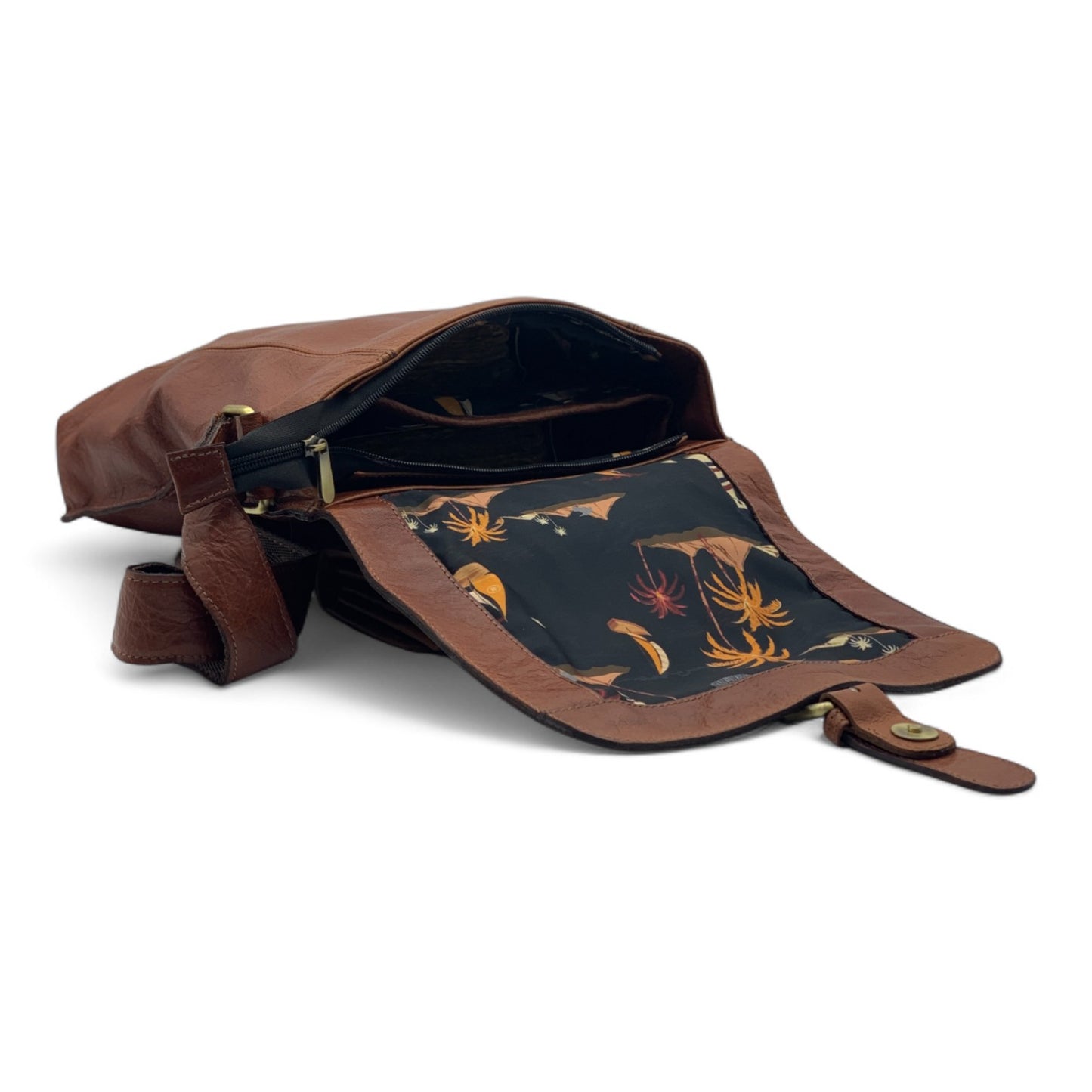 Brown Leather Crossbody Shoulder Bag with Pockets, Organiser Handbag with Adjustable Strap, Gifts for Her