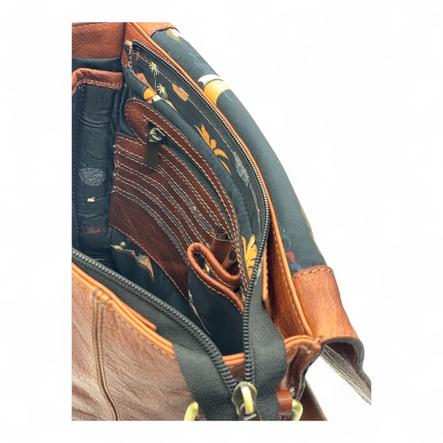 Brown Leather Crossbody Shoulder Bag with Pockets, Organiser Handbag with Adjustable Strap, Gifts for Her
