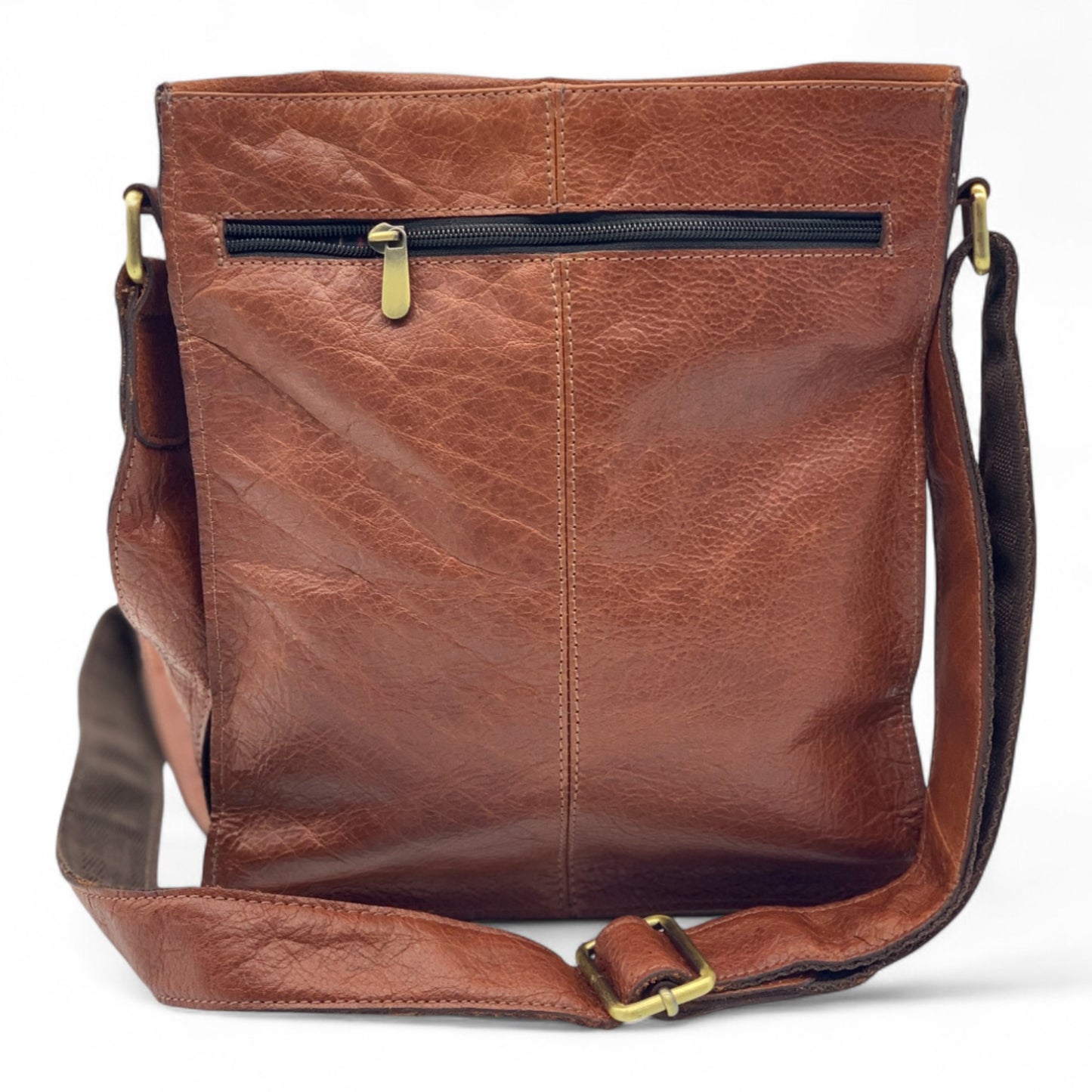Brown Leather Crossbody Shoulder Bag with Pockets, Organiser Handbag with Adjustable Strap, Gifts for Her