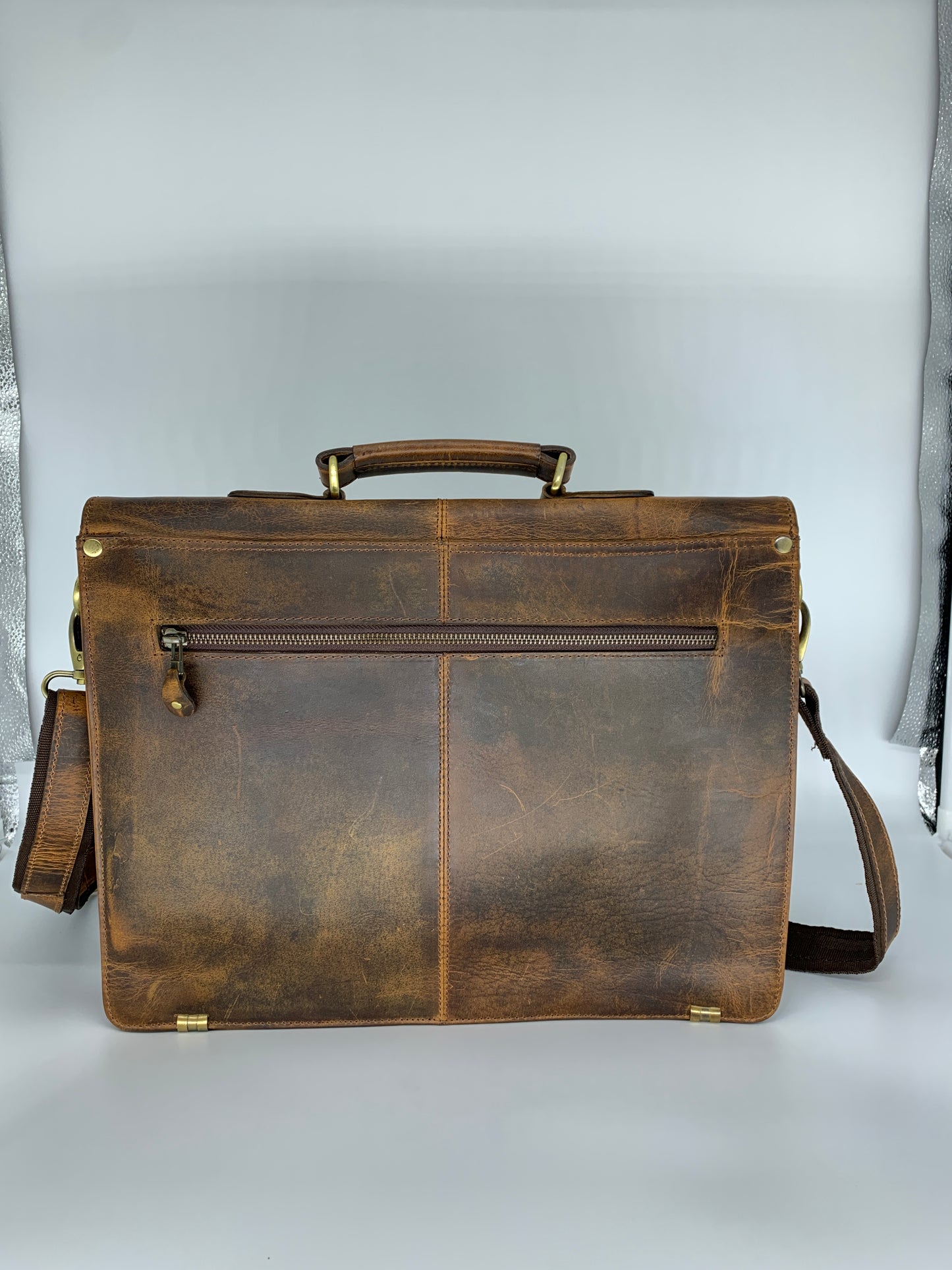 Hunter Brown Buffalo Leather Briefcase,Dark brown buffalo leather briefcase