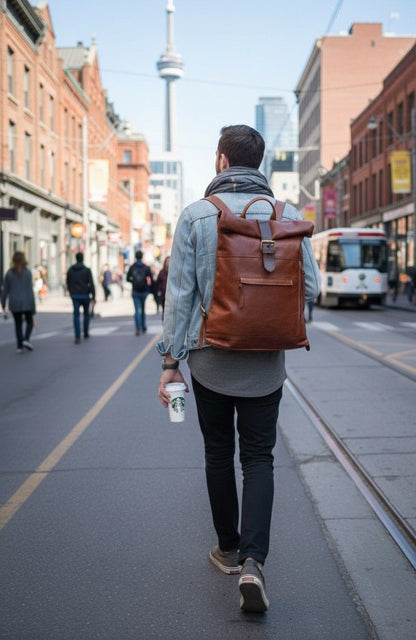 Women's Leather Backpack,Versatile Brown Leather Work and Travel Backpack,Leather Rucksack
