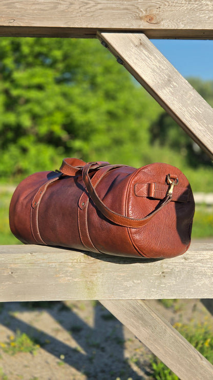 Premium Bison Leather Duffle Bag for Travel & Daily Use