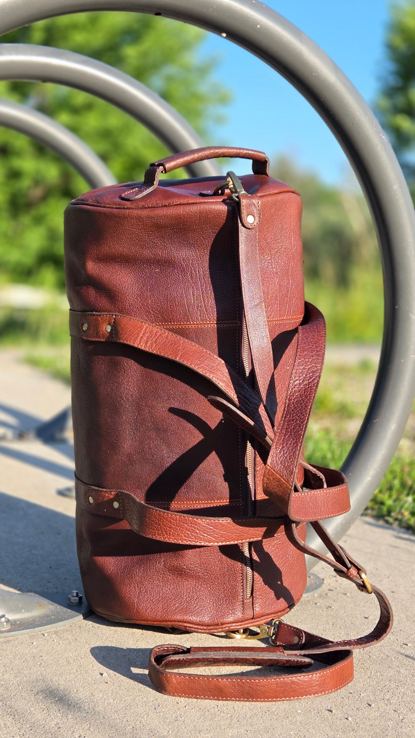 Premium Bison Leather Duffle Bag for Travel & Daily Use