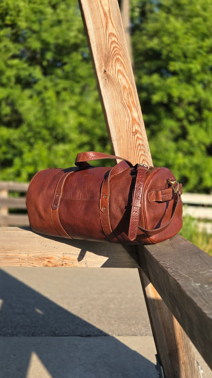 Premium Bison Leather Duffle Bag for Travel & Daily Use