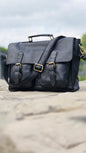 Classic Black Leather Messenger Bag for Professionals