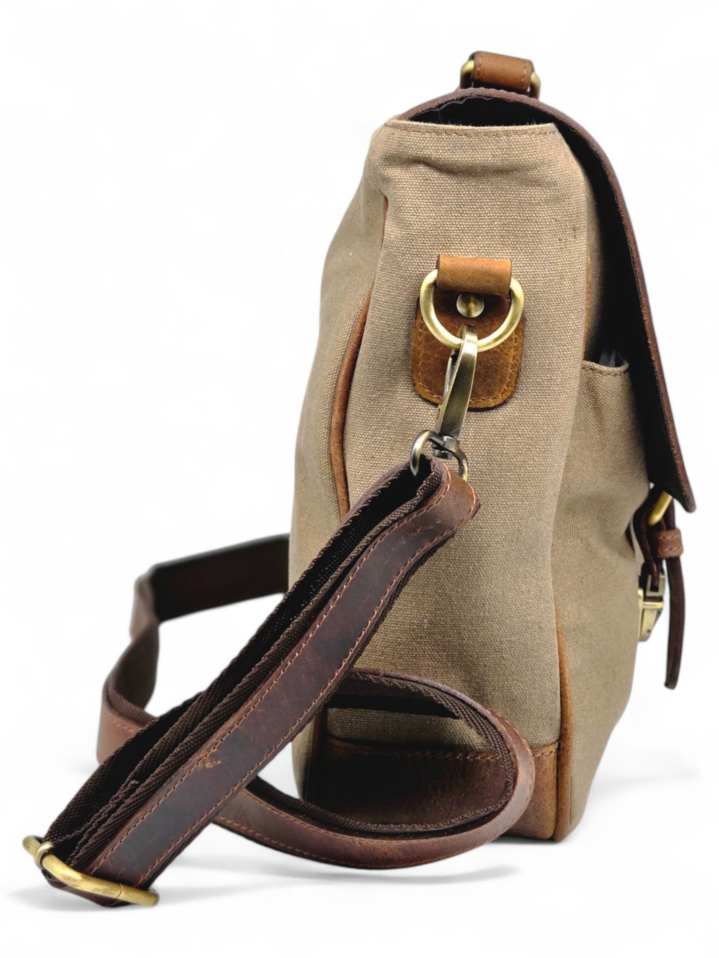 Vintage Canvas & Leather Messenger Bag for Men