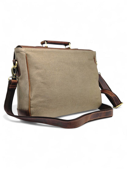 Vintage Canvas & Leather Messenger Bag for Men