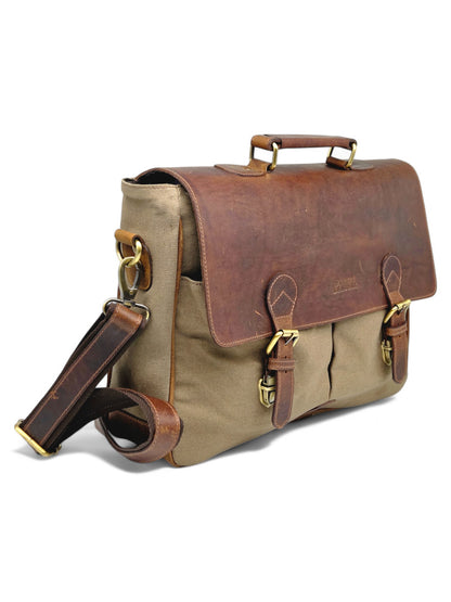 Vintage Canvas & Leather Messenger Bag for Men