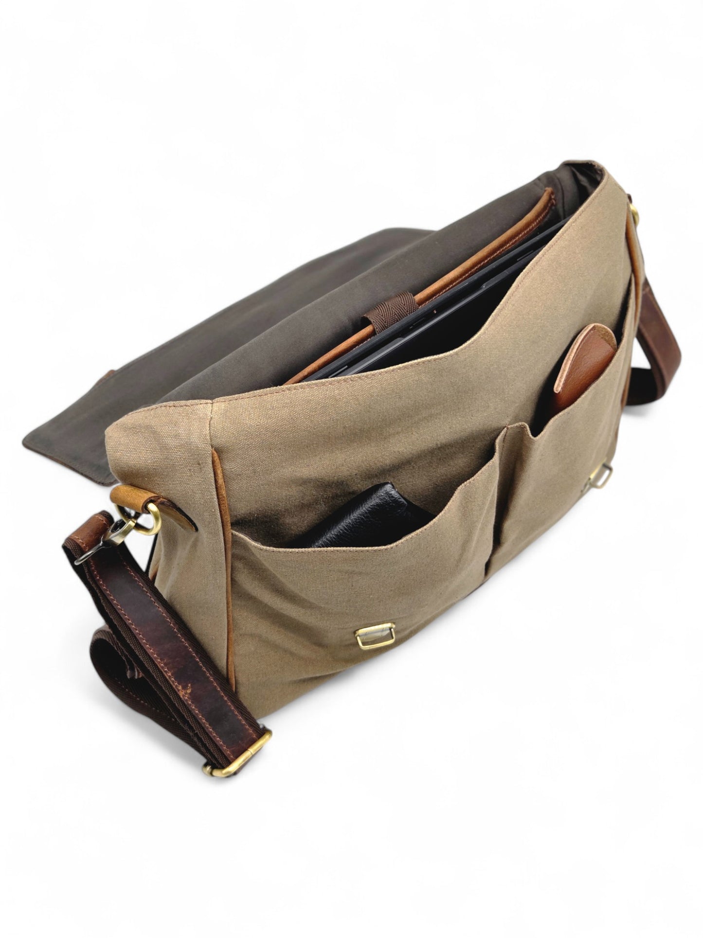 Vintage Canvas & Leather Messenger Bag for Men
