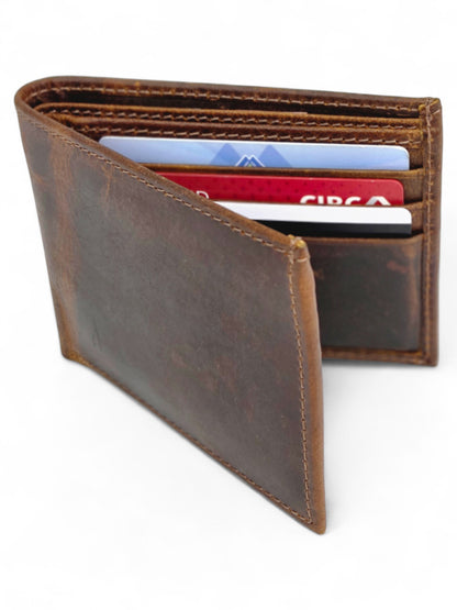 Premium Handmade Vintage Brown Leather Bifold Wallet