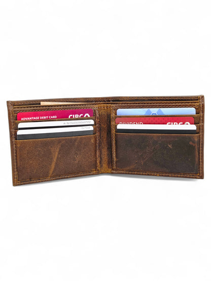 Premium Handmade Vintage Brown Leather Bifold Wallet