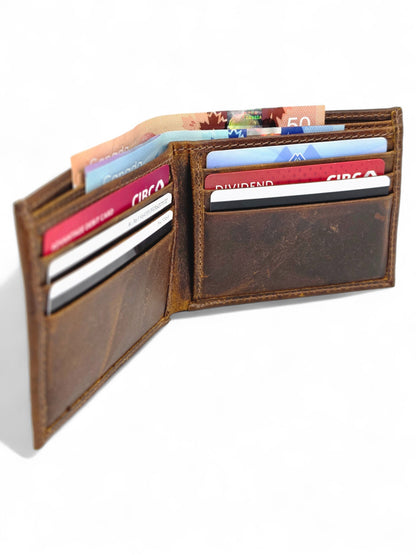 Premium Handmade Vintage Brown Leather Bifold Wallet