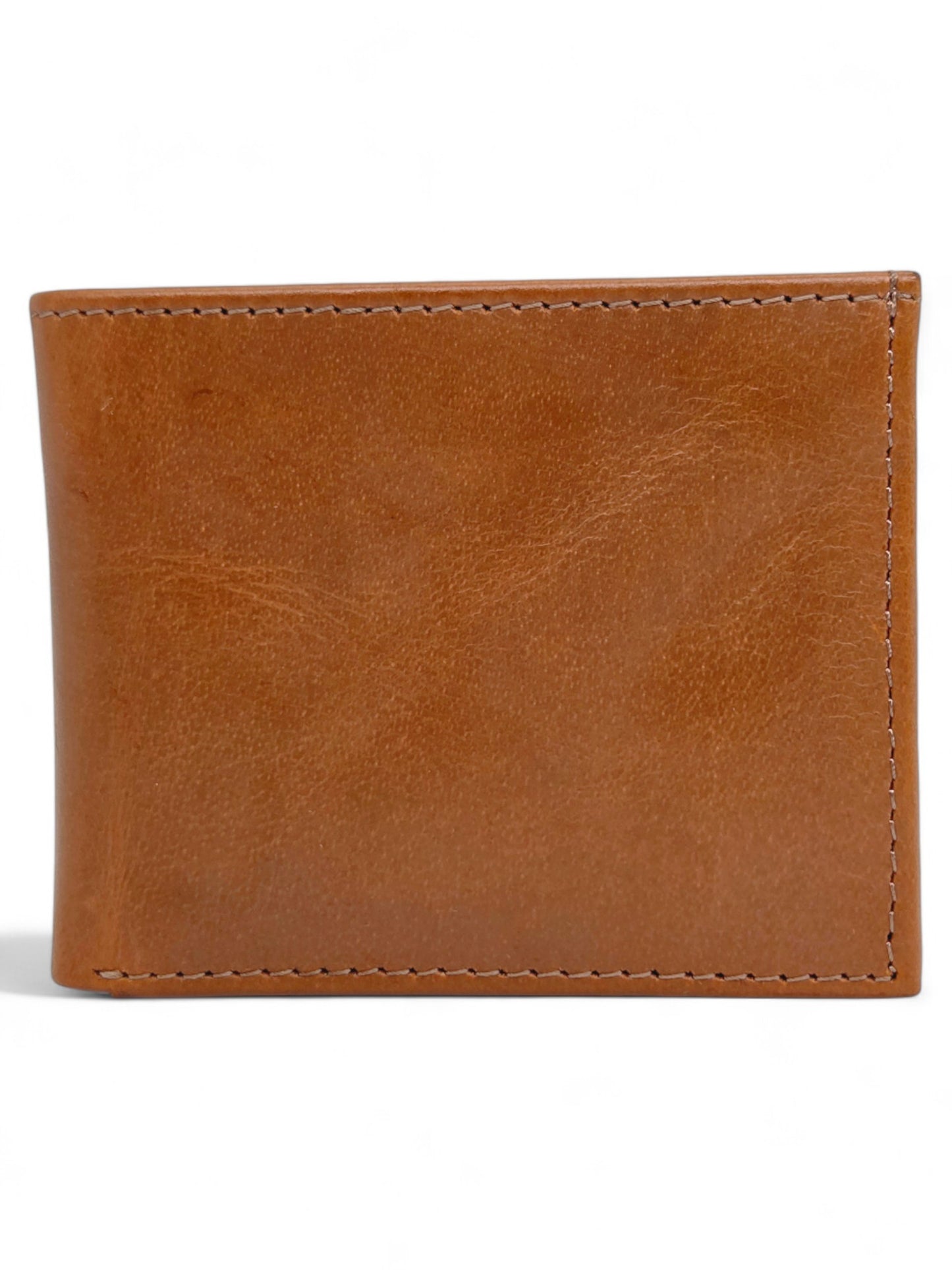 Genuine Tan Leather Bi-Fold Wallet with 6 Card Slots