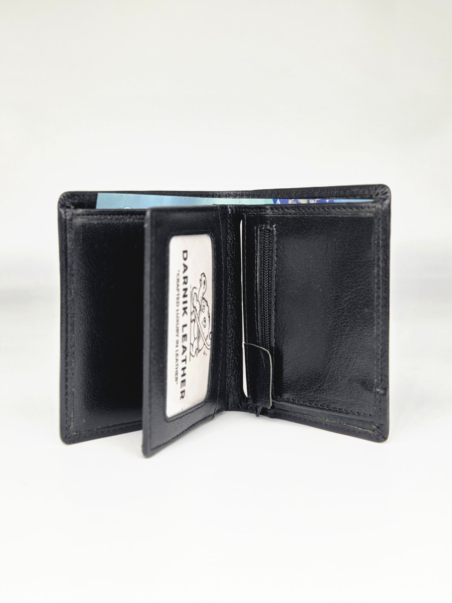 Classic Tri-Fold Black Leather Wallet for Everyday Use