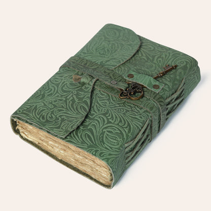 Locked Secrets Forest Green Leather Journal