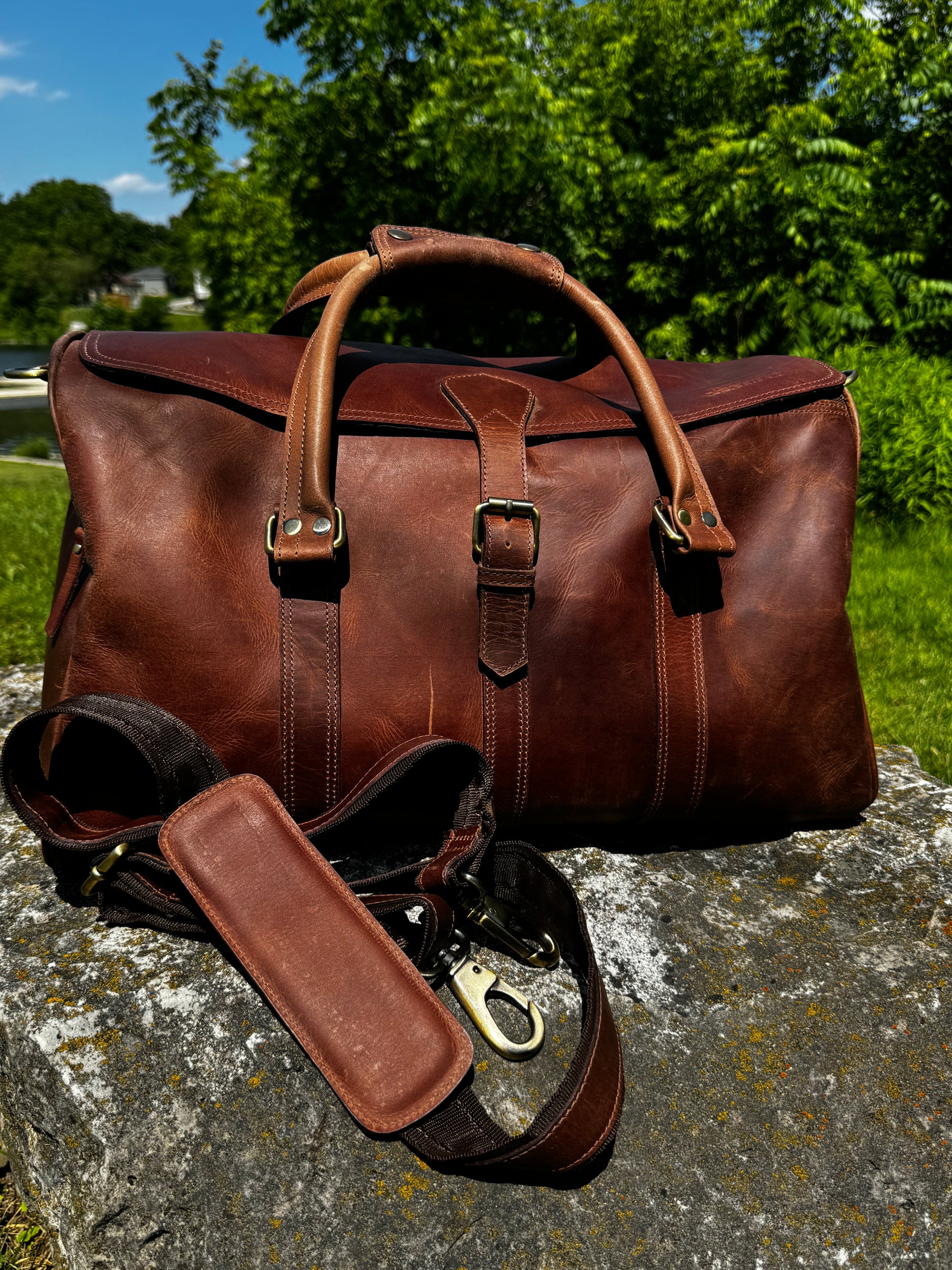 buffalo leather backpack or duffle Buffalo Leather Overnight Duffle Bag | Unisex Travel Bag