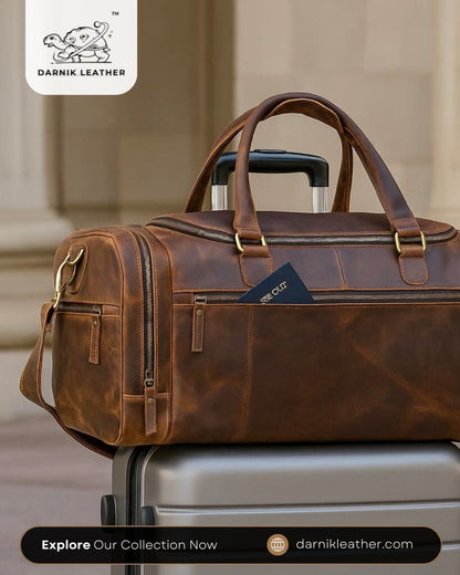 Trending Leather Weekender bag,Handmade Buffalo Leather Duffle Bag