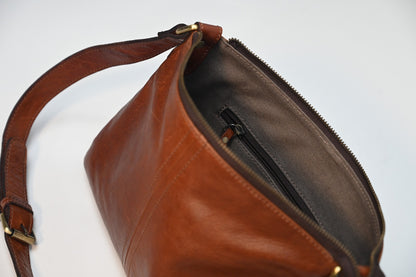 Women Leather Sling Bag Reddish Brown Cow Leather