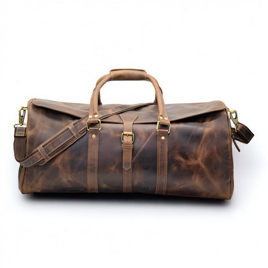 Spacious and Stylish Full-Grain Leather Duffel Bag Pinery Series