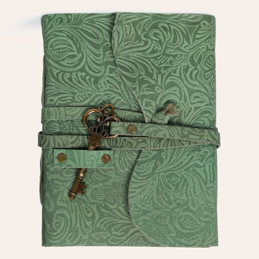 Locked Secrets Forest Green Leather Journal