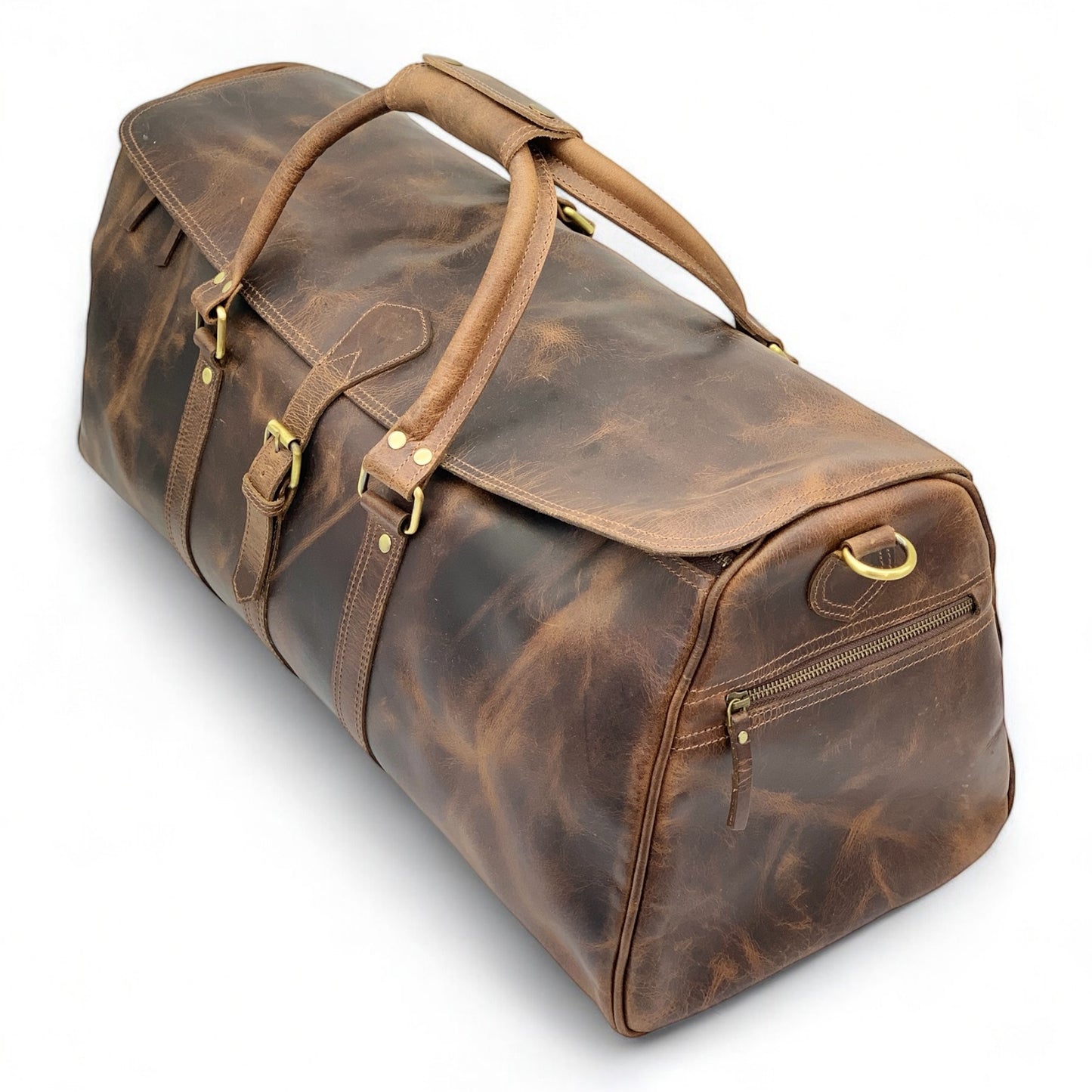 Spacious and Stylish Full-Grain Leather Duffel Bag Pinery Series