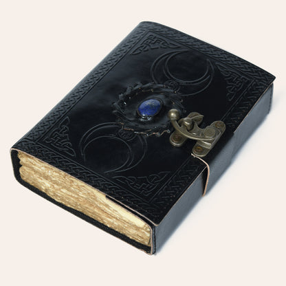 Black Leather Triple Moon Journal