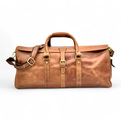 Vintage Brown Leather Duffle Bag - Spacious & Durable Travel Companion