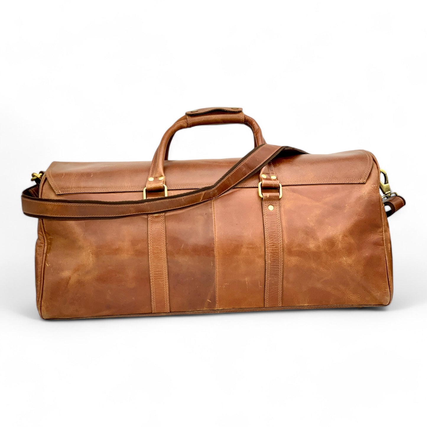 Vintage Brown Leather Duffle Bag - Spacious & Durable Travel Companion