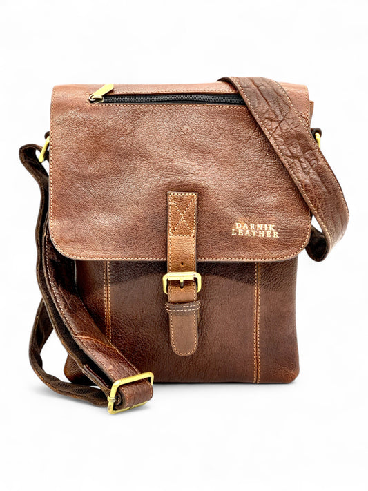 Brown Leather Crossbody Shoulder Bag with Pockets, Organiser Handbag with Adjustable Strap, Gifts for Her