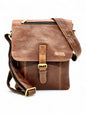 Brown Leather Crossbody Shoulder Bag with Pockets, Organiser Handbag with Adjustable Strap, Gifts for Her