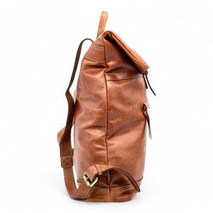 Dark Tan Leather Bagpack roll up Style *Premium Collection*