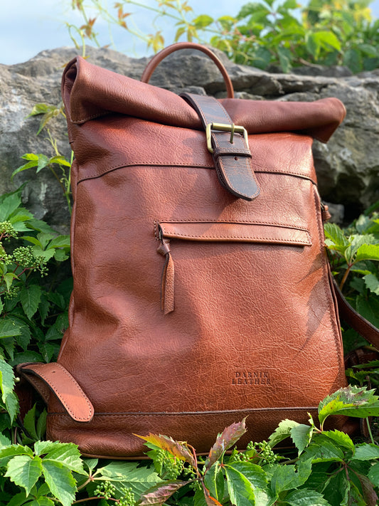 Women's Leather Backpack,Versatile Brown Leather Work and Travel Backpack,Leather Rucksack