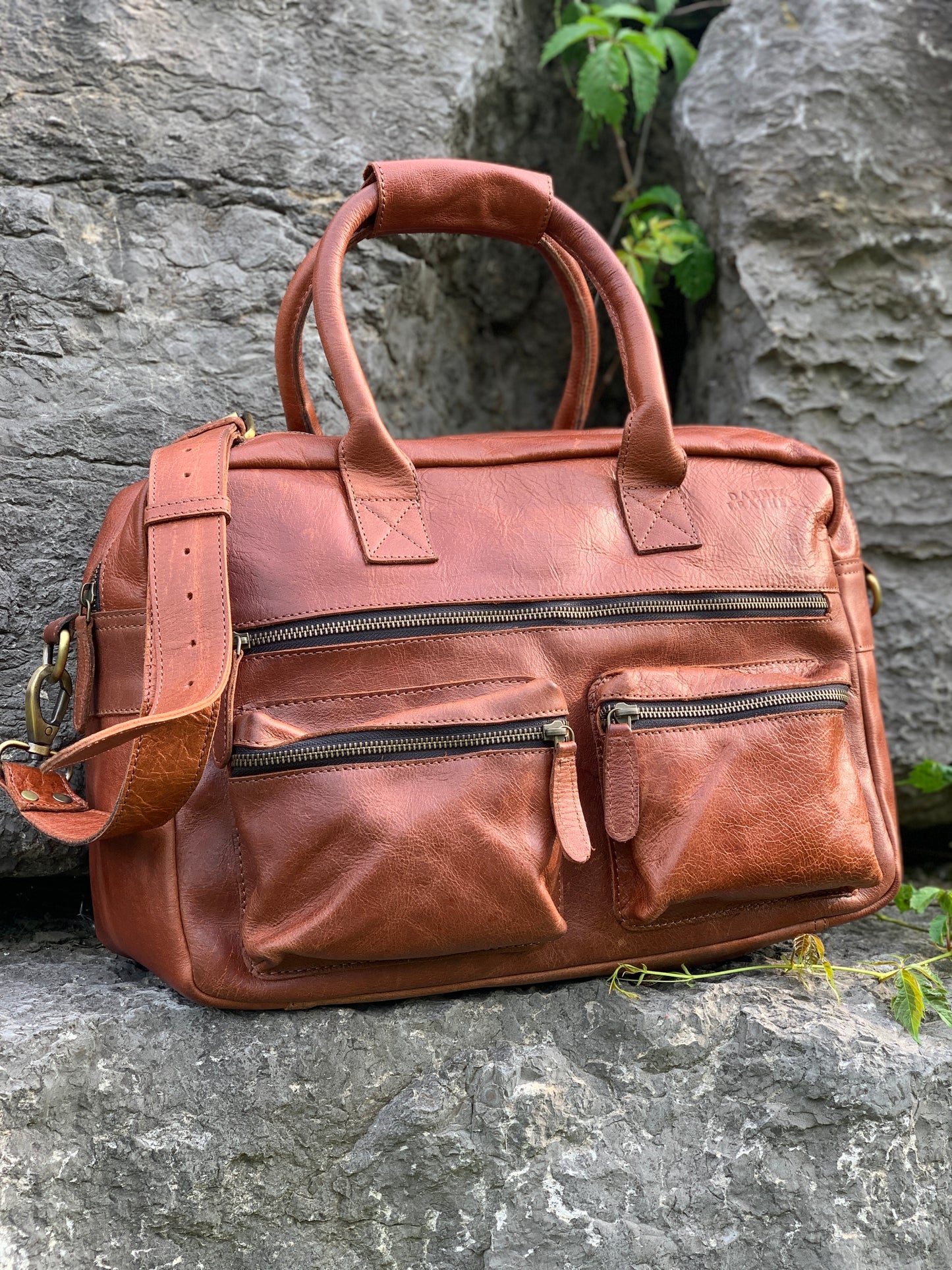 Handcrafted Brown Leather Duffle Bag for Travel