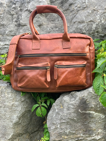 Handcrafted Brown Leather Duffle Bag for Travel
