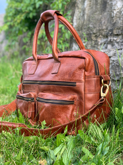 Handcrafted Brown Leather Duffle Bag for Travel