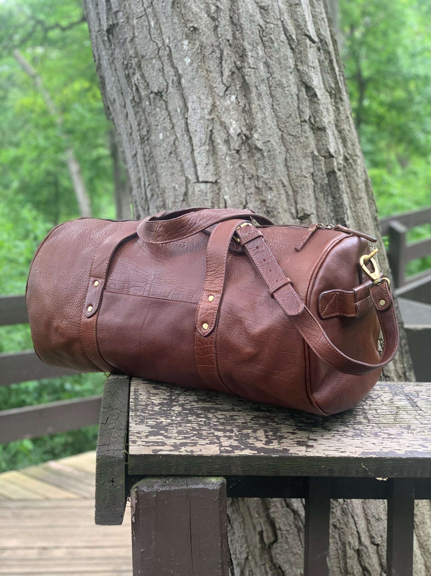 Premium Bison Leather Duffle Bag for Travel & Daily Use