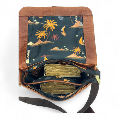 Brown Leather Crossbody Shoulder Bag with Pockets, Organiser Handbag with Adjustable Strap, Gifts for Her
