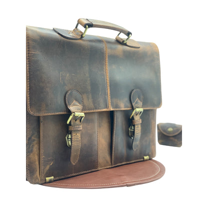 Hunter Brown Buffalo Leather Briefcase