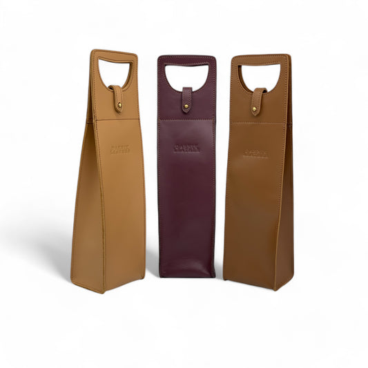 Cow Leather Wine Tote Bag