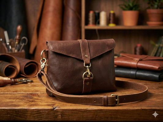 Bison Leather Sling Bag for women –  Crossbody Leather Bag with Adjustable Strap