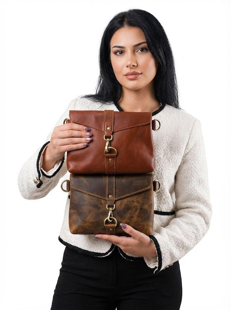 Bison Leather Sling Bag for women –  Crossbody Leather Bag with Adjustable Strap