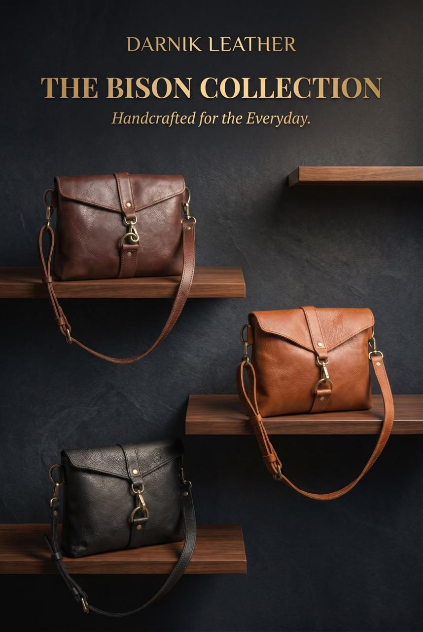 Black Bison Leather Sling Bag for Women – Elegant, Durable & Handcrafted