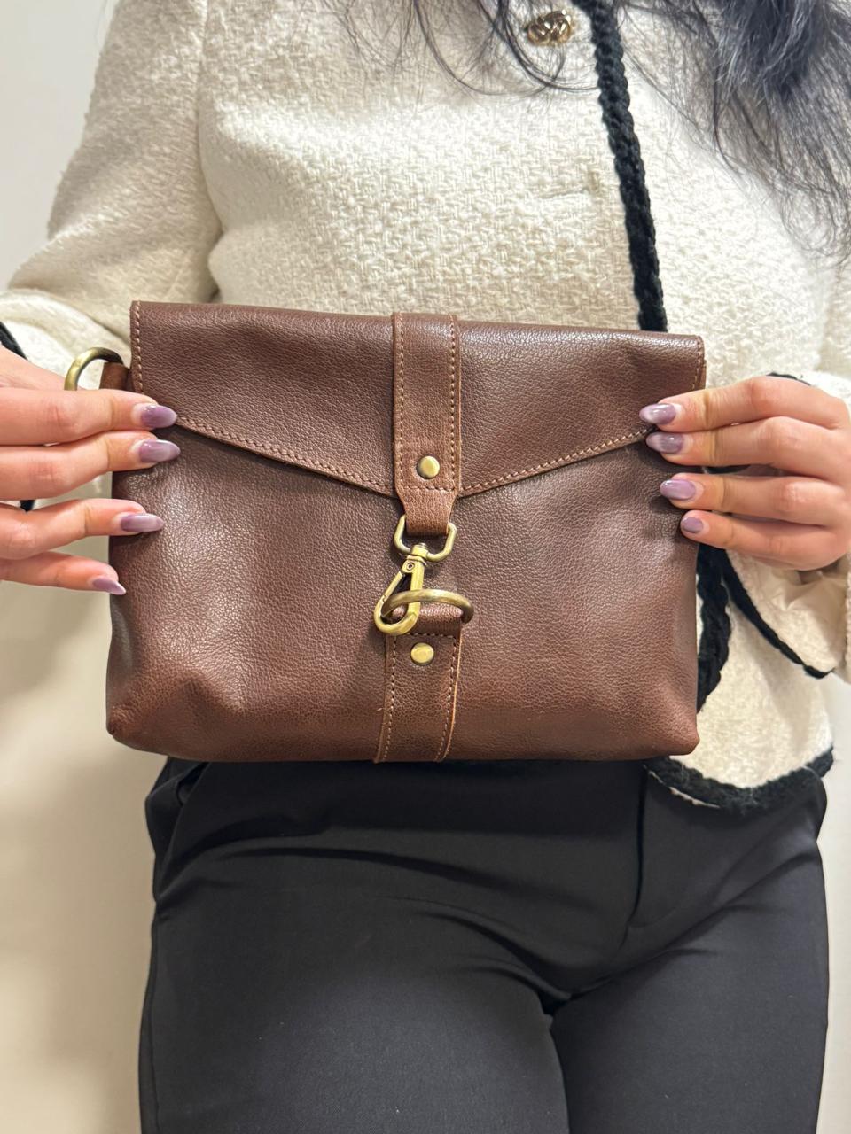 Bison Leather Sling Bag for women –  Crossbody Leather Bag with Adjustable Strap