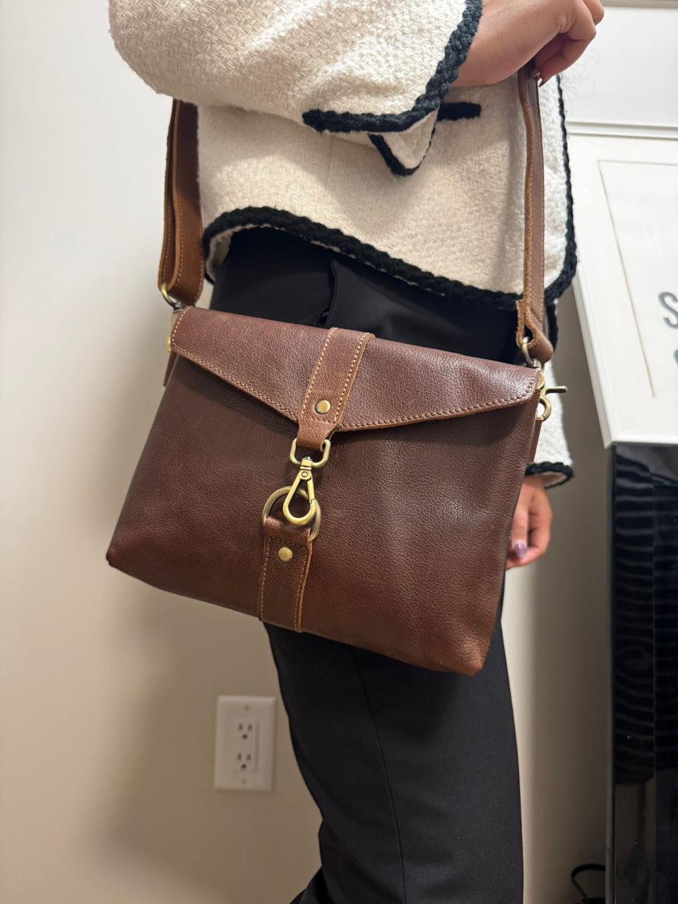 Bison Leather Sling Bag for women –  Crossbody Leather Bag with Adjustable Strap