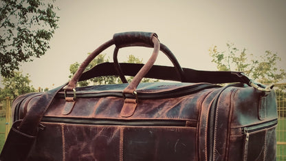 Trending Leather Weekender bag,Handmade Buffalo Leather Duffle Bag